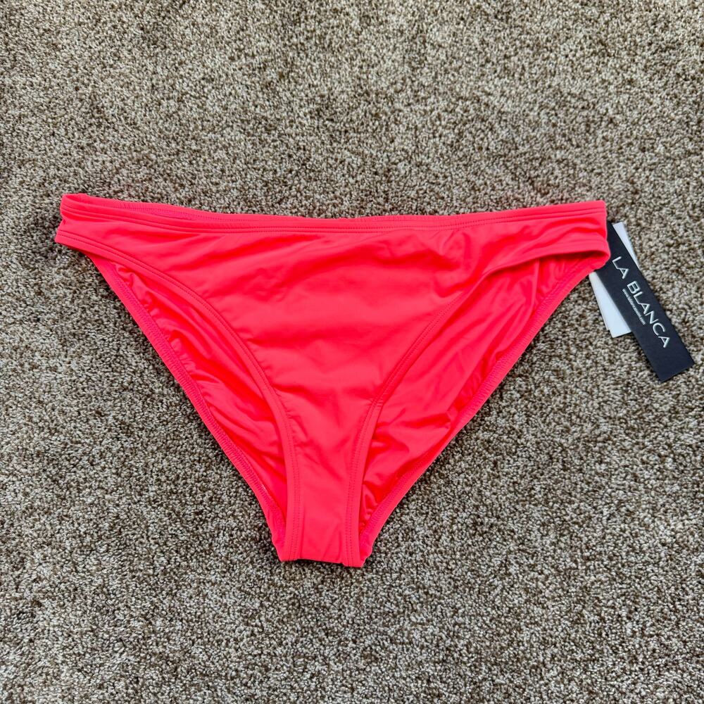 La Blanca Low Rise Bikini Bottom Bright Neon Sherbet Orange NWT Sz 14 Tropical